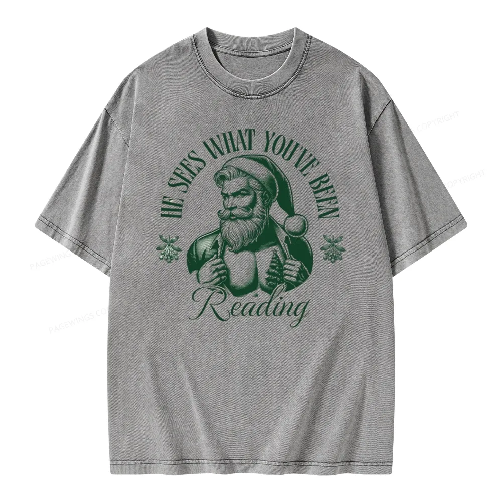 Pagewings He Sees What You've Been Reading Unisex Washed T-shirt