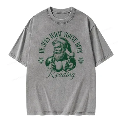 Pagewings He Sees What You've Been Reading Unisex Washed T-shirt