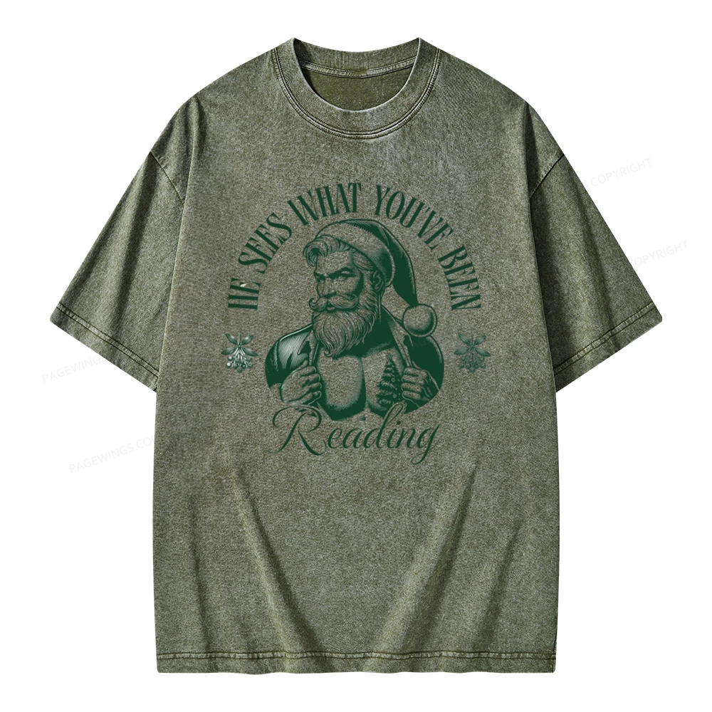Pagewings He Sees What You've Been Reading Unisex Washed T-shirt