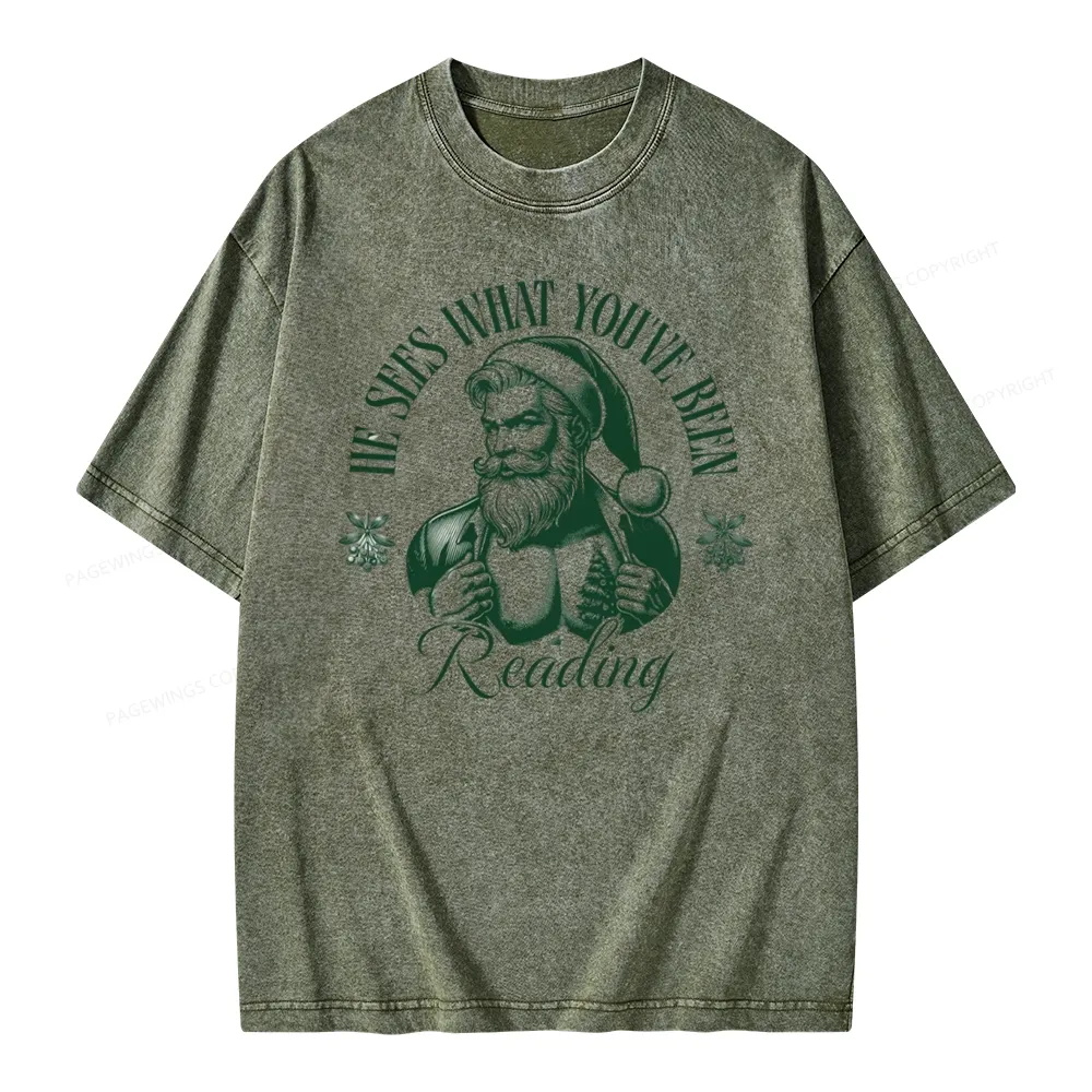 Pagewings He Sees What You've Been Reading Unisex Washed T-shirt