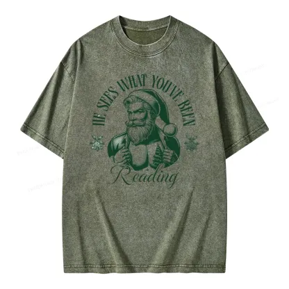 Pagewings He Sees What You've Been Reading Unisex Washed T-shirt