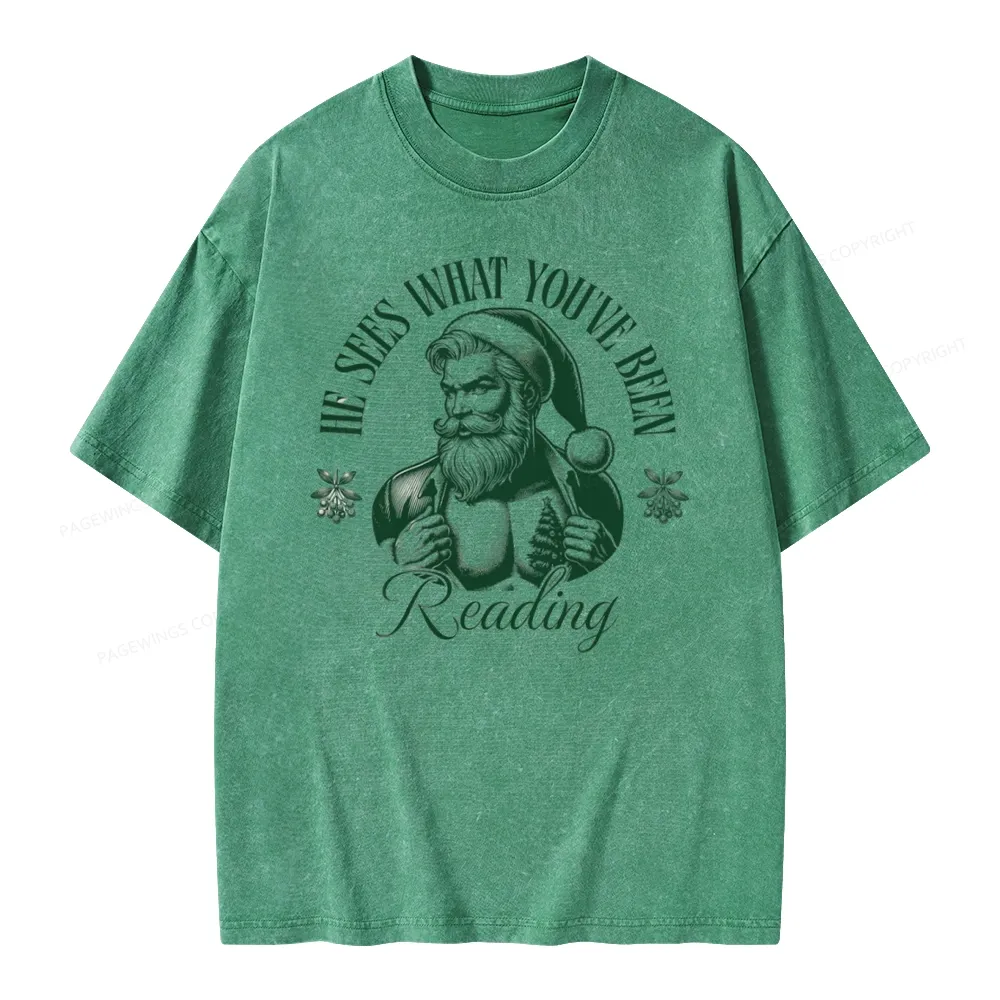 Pagewings He Sees What You've Been Reading Unisex Washed T-shirt