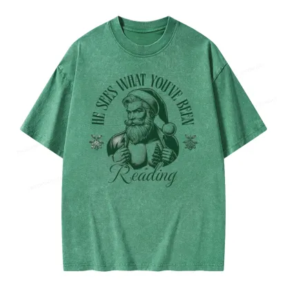 Pagewings He Sees What You've Been Reading Unisex Washed T-shirt