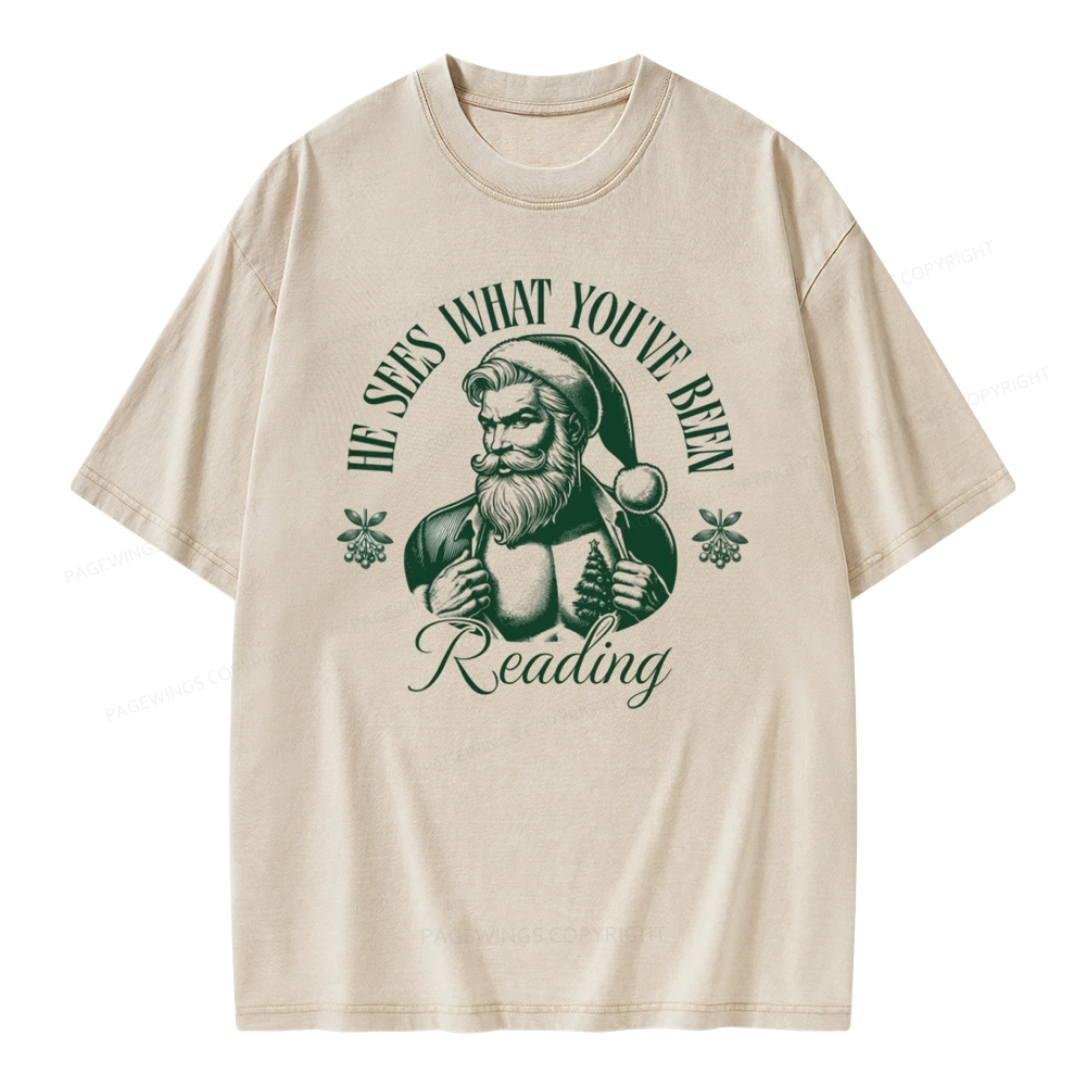 Pagewings He Sees What You've Been Reading Unisex Washed T-shirt