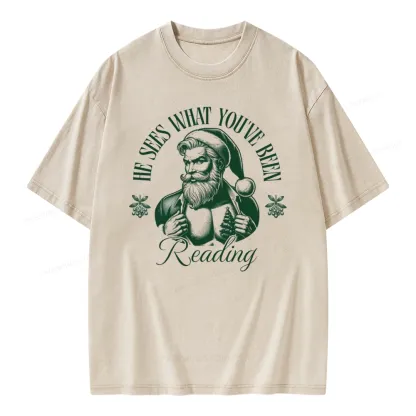 Pagewings He Sees What You've Been Reading Unisex Washed T-shirt