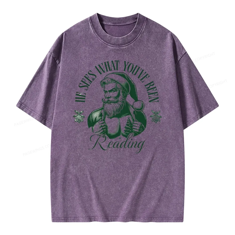 Pagewings He Sees What You've Been Reading Unisex Washed T-shirt