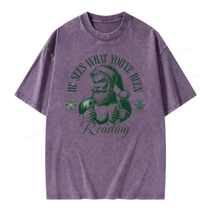 Pagewings He Sees What You've Been Reading Unisex Washed T-shirt