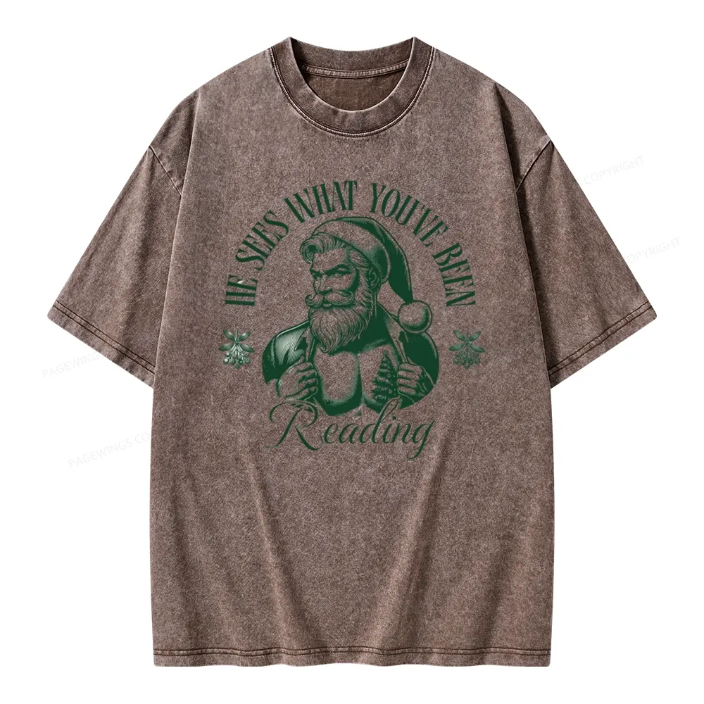 Pagewings He Sees What You've Been Reading Unisex Washed T-shirt