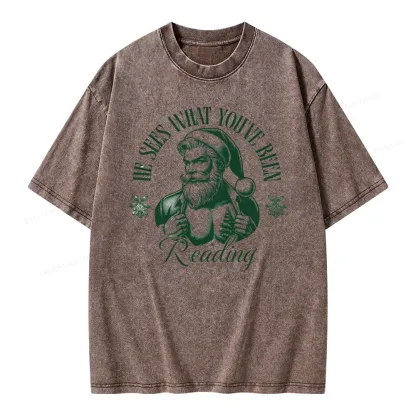 Pagewings He Sees What You've Been Reading Unisex Washed T-shirt