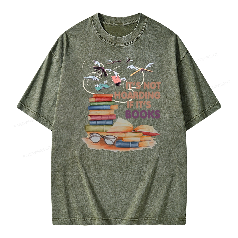 Pagewings It's Not Hoarding If It's Books Unisex Washed T-shirt