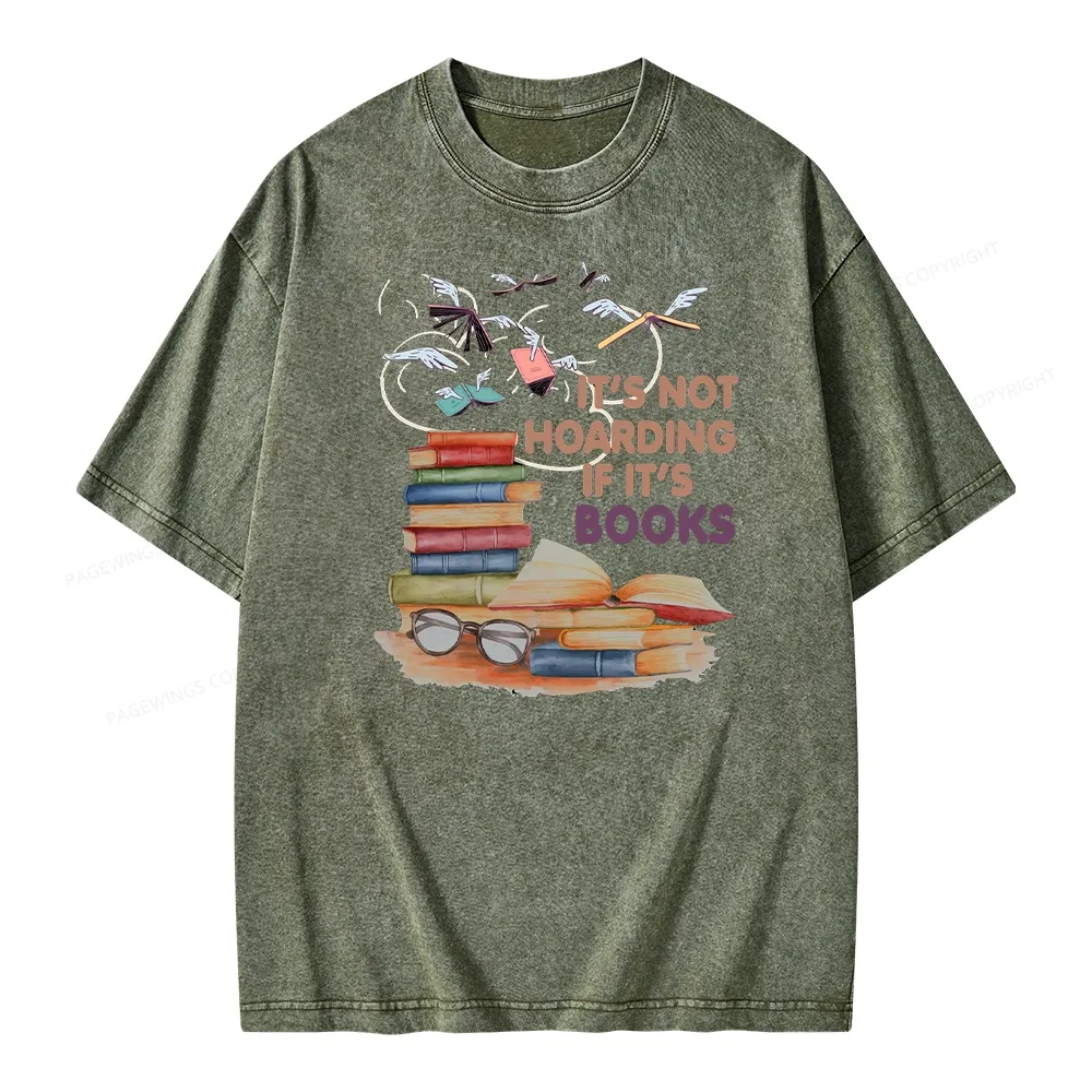 Pagewings It's Not Hoarding If It's Books Unisex Washed T-shirt