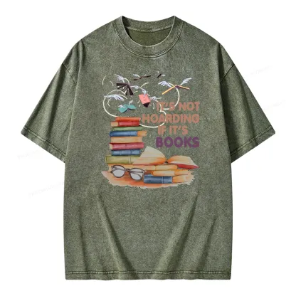 Pagewings It's Not Hoarding If It's Books Unisex Washed T-shirt
