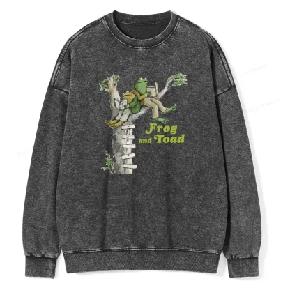 Pagewings Frog and Toad Old Book Unisex Washed Sweatshirt