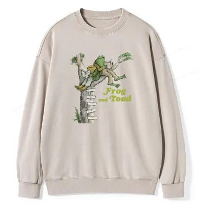 Pagewings Frog and Toad Old Book Unisex Washed Sweatshirt