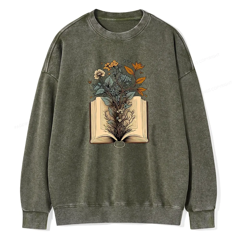 Pagewings Growing Book Unisex Washed Sweatshirt