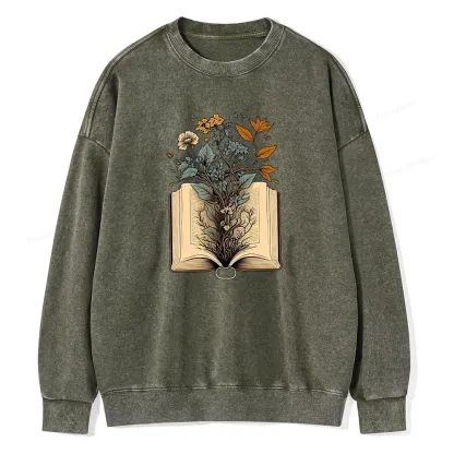 Pagewings Growing Book Unisex Washed Sweatshirt