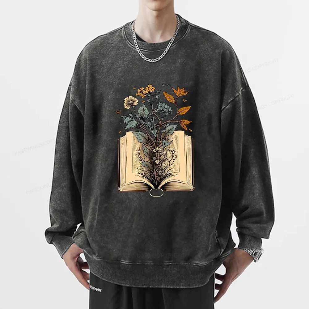 Pagewings Growing Book Unisex Washed Sweatshirt