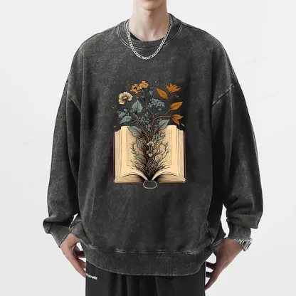 Pagewings Growing Book Unisex Washed Sweatshirt