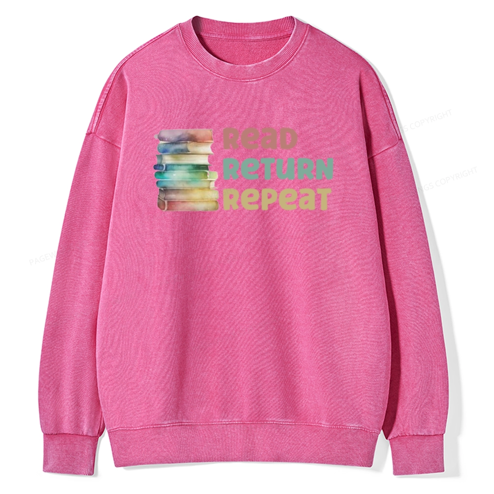 Pagewings Read Return Repeat Unisex Washed Sweatshirt