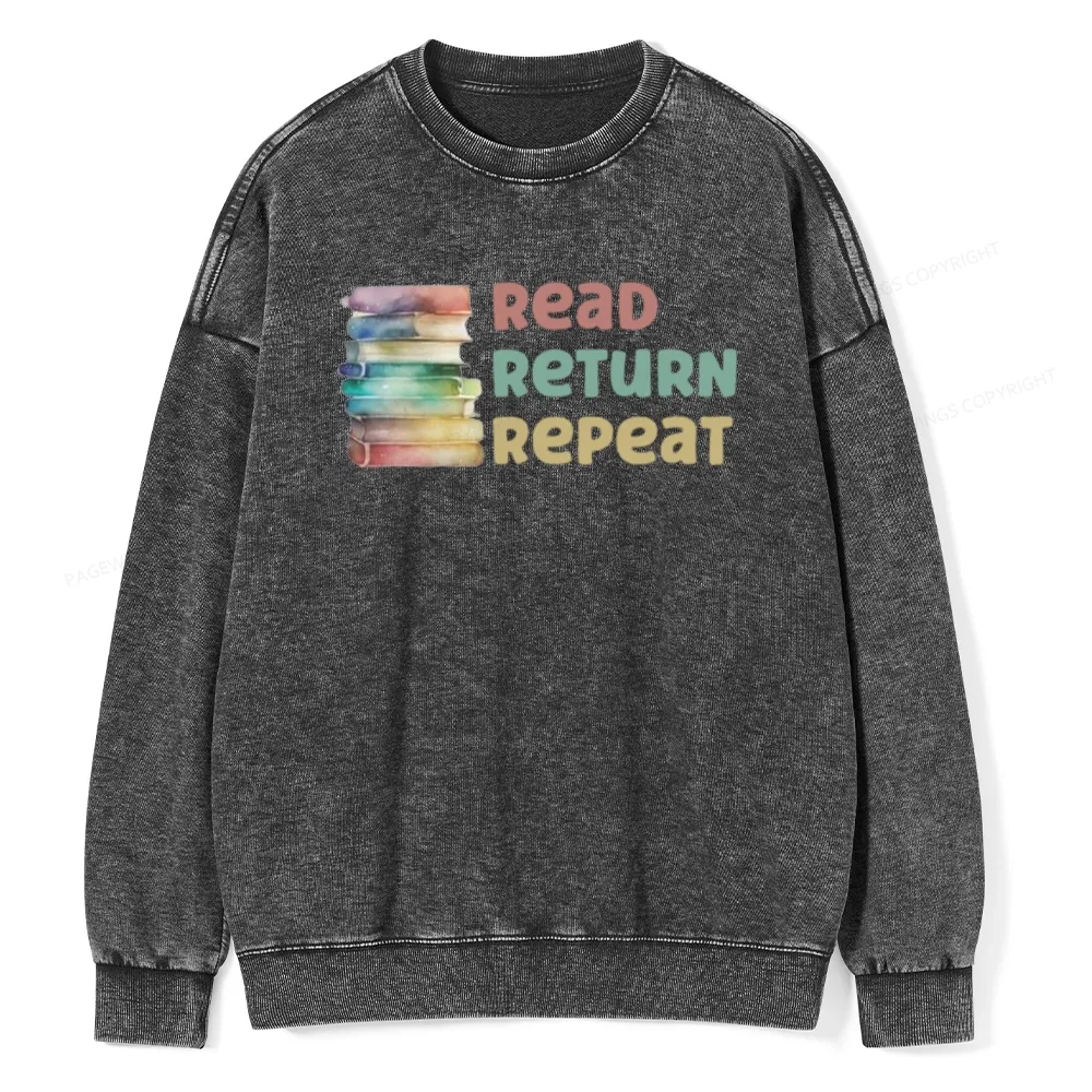 Pagewings Read Return Repeat Unisex Washed Sweatshirt