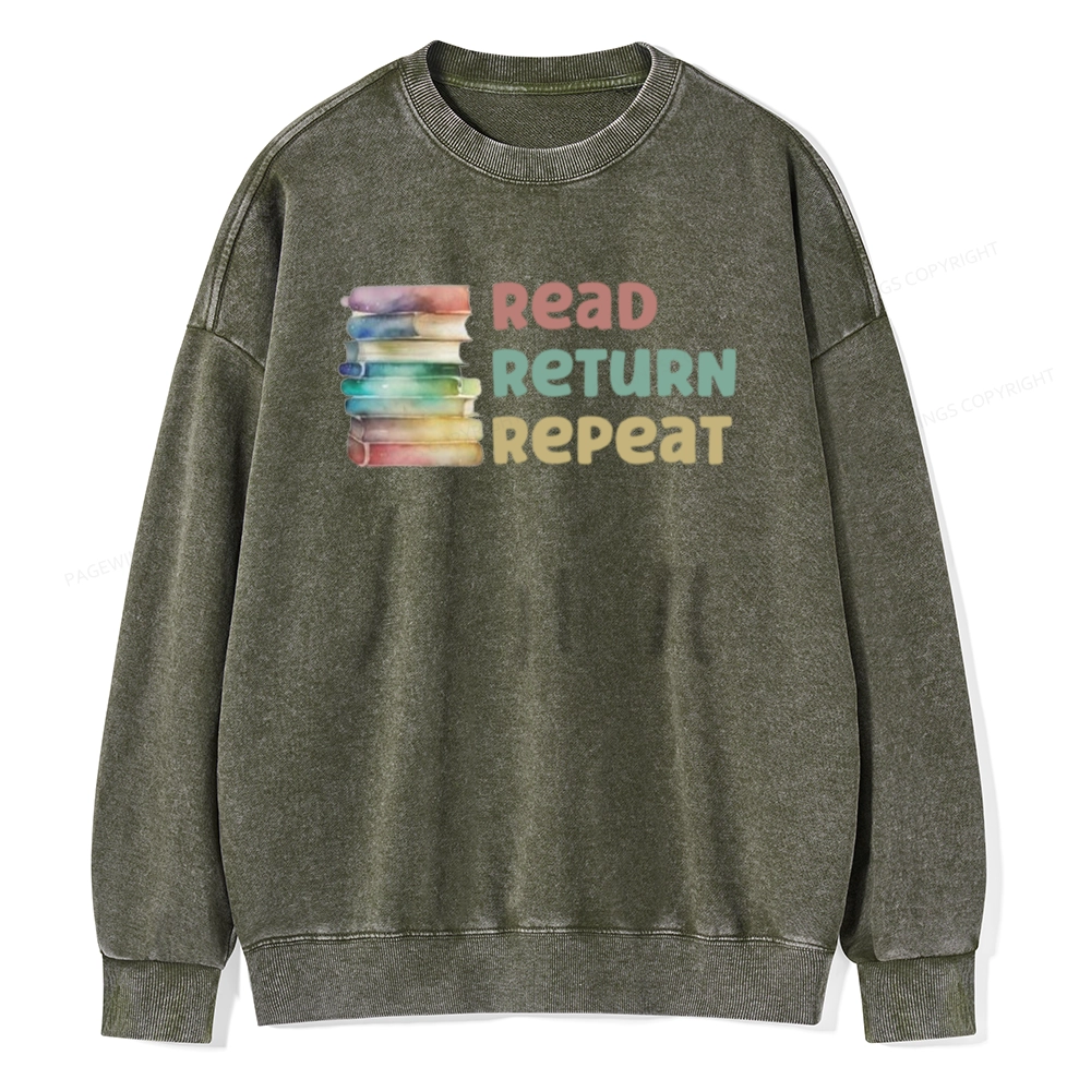 Pagewings Read Return Repeat Unisex Washed Sweatshirt