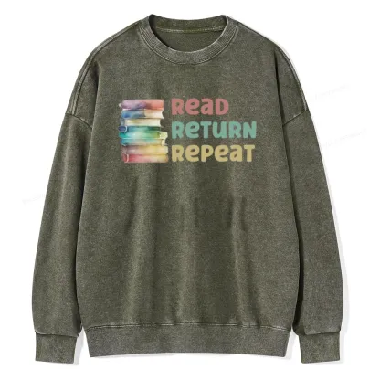 Pagewings Read Return Repeat Unisex Washed Sweatshirt