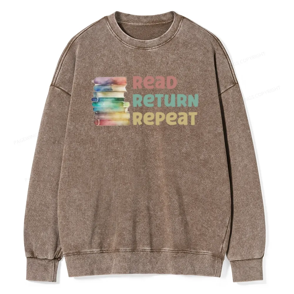 Pagewings Read Return Repeat Unisex Washed Sweatshirt