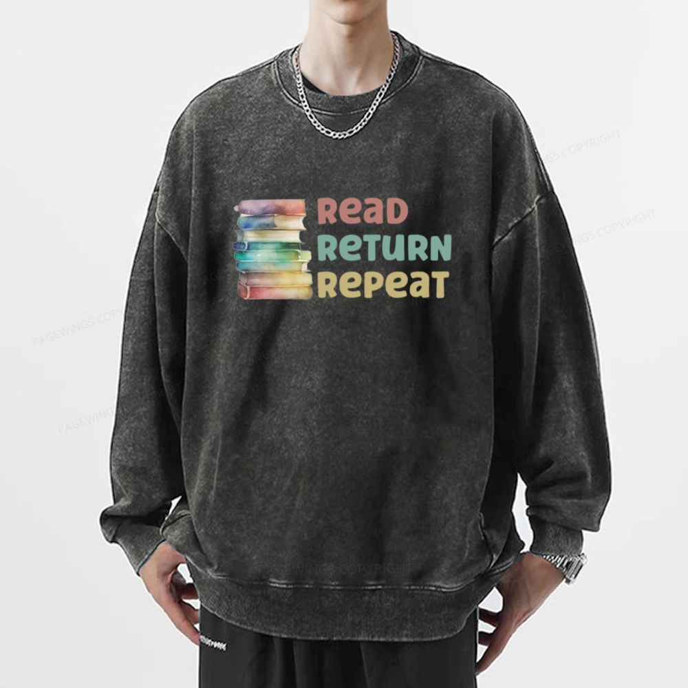 Pagewings Read Return Repeat Unisex Washed Sweatshirt