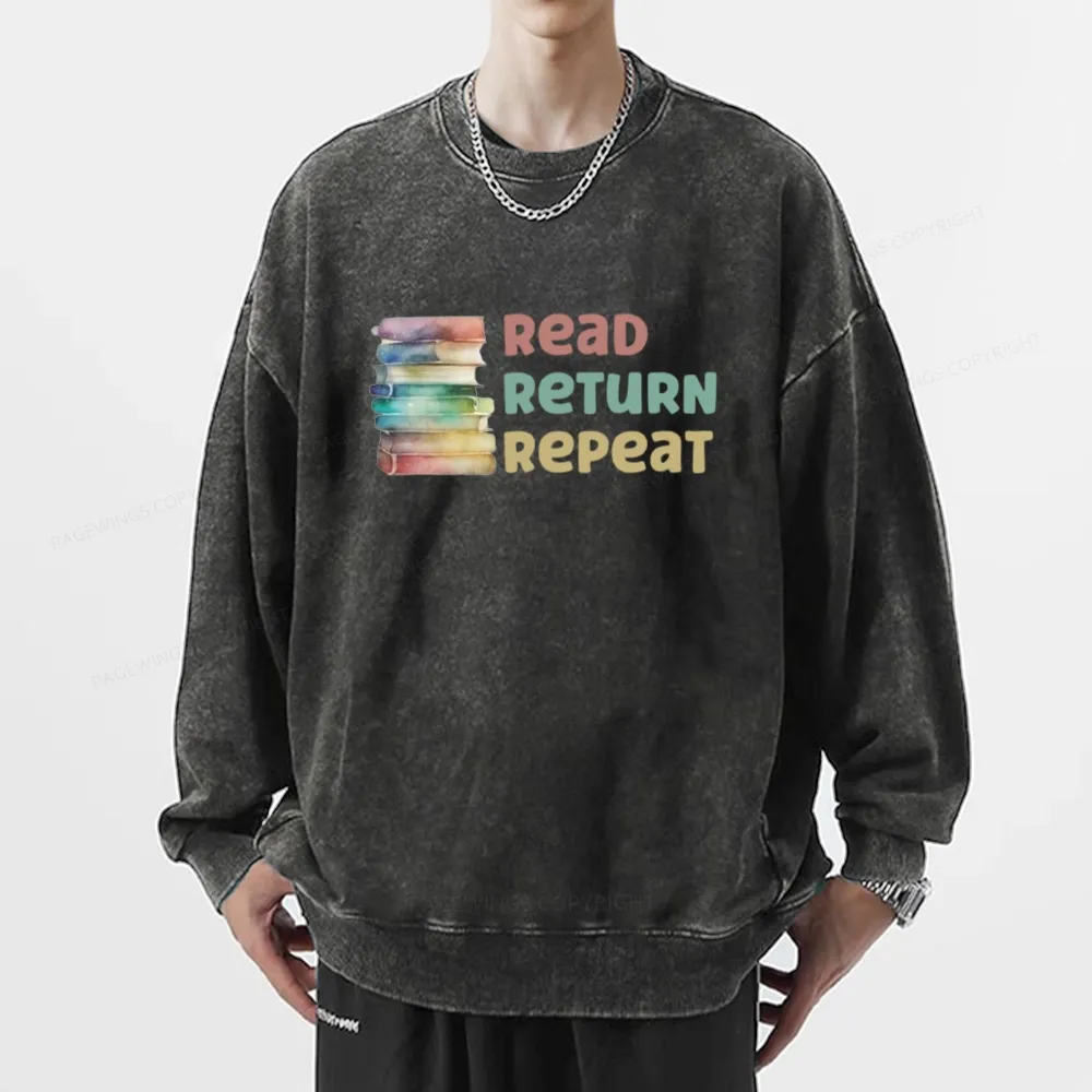 Pagewings Read Return Repeat Unisex Washed Sweatshirt