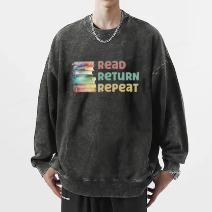 Pagewings Read Return Repeat Unisex Washed Sweatshirt