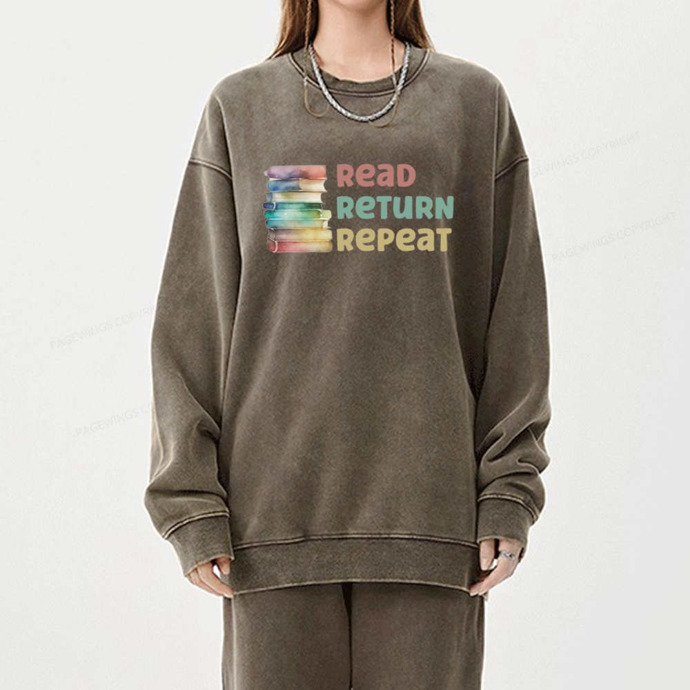 Pagewings Read Return Repeat Unisex Washed Sweatshirt
