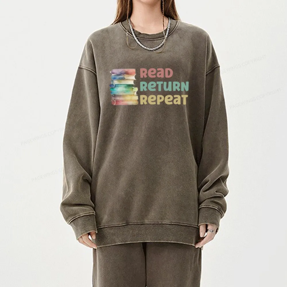 Pagewings Read Return Repeat Unisex Washed Sweatshirt