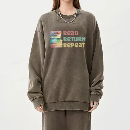 Pagewings Read Return Repeat Unisex Washed Sweatshirt