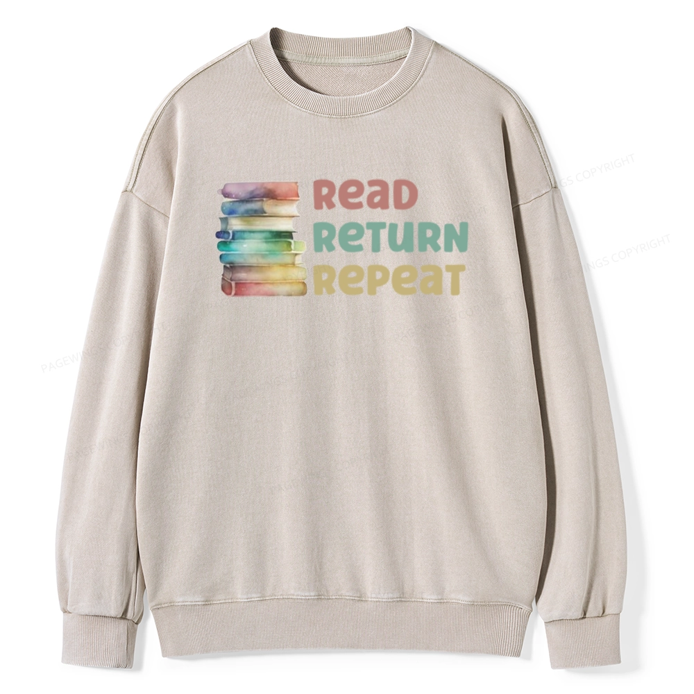 Pagewings Read Return Repeat Unisex Washed Sweatshirt