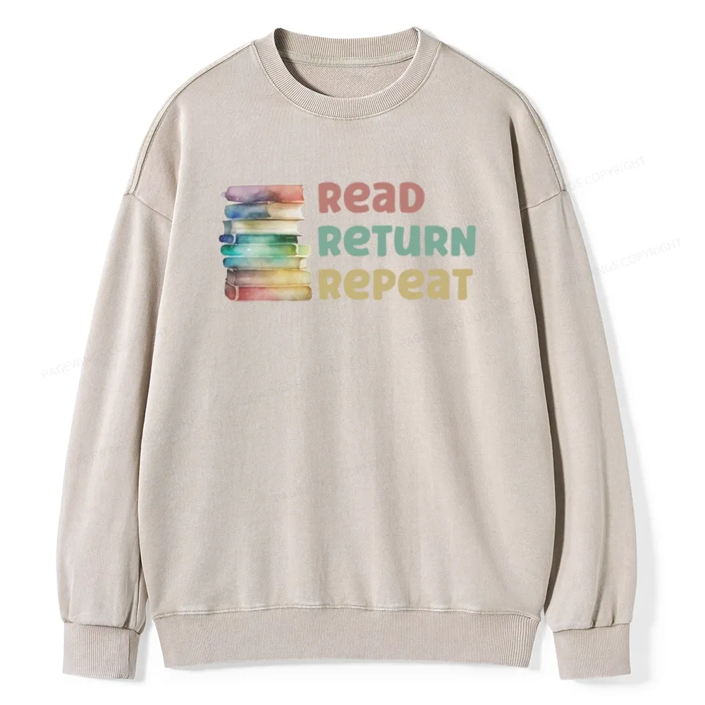Pagewings Read Return Repeat Unisex Washed Sweatshirt