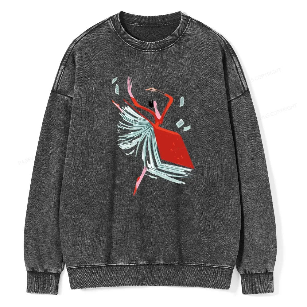 Pagewings Girl Dancing Pages Unisex Washed Sweatshirt
