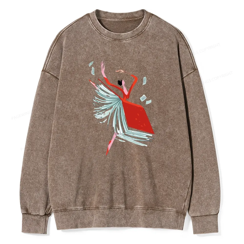 Pagewings Girl Dancing Pages Unisex Washed Sweatshirt