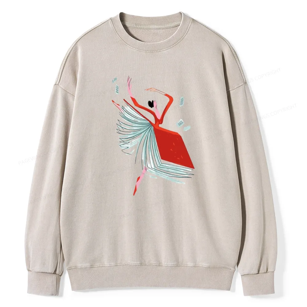 Pagewings Girl Dancing Pages Unisex Washed Sweatshirt