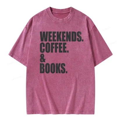 Pagewings Weekends Coffee And Books Unisex Washed T-shirt