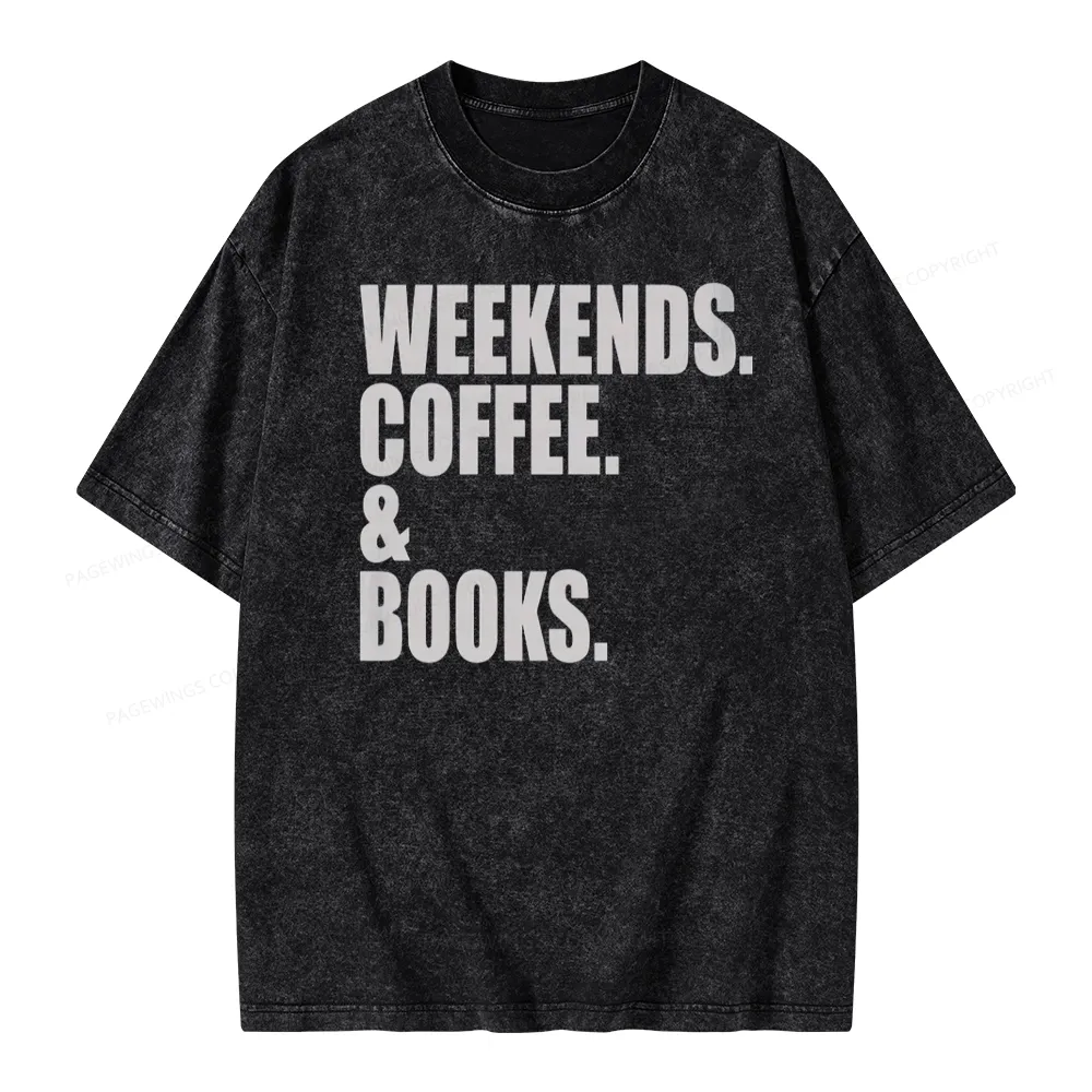 Pagewings Weekends Coffee And Books Unisex Washed T-shirt