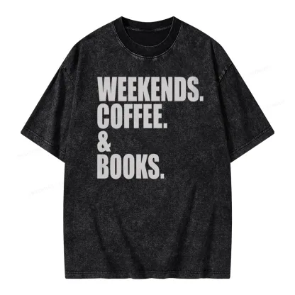 Pagewings Weekends Coffee And Books Unisex Washed T-shirt