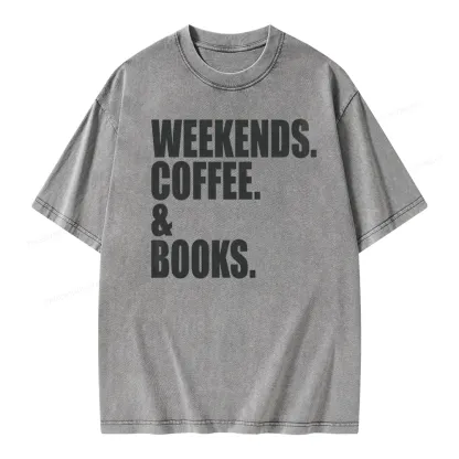 Pagewings Weekends Coffee And Books Unisex Washed T-shirt
