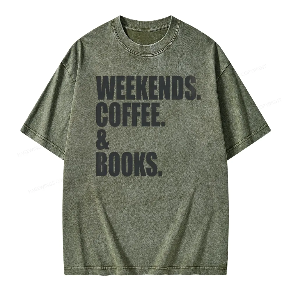 Pagewings Weekends Coffee And Books Unisex Washed T-shirt