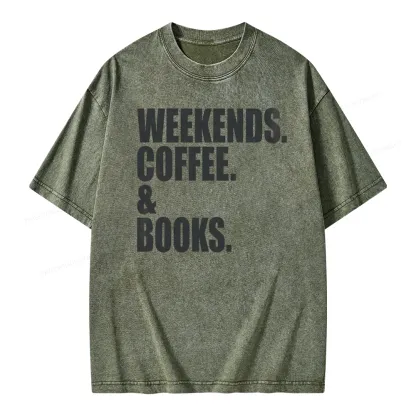 Pagewings Weekends Coffee And Books Unisex Washed T-shirt