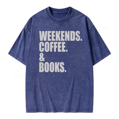 Pagewings Weekends Coffee And Books Unisex Washed T-shirt