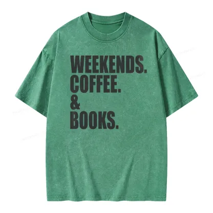 Pagewings Weekends Coffee And Books Unisex Washed T-shirt