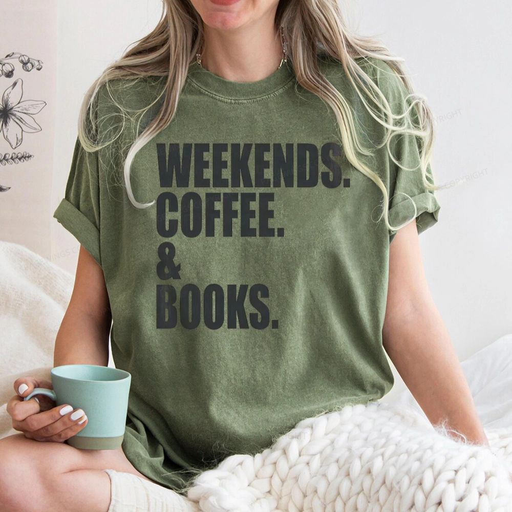 Pagewings Weekends Coffee And Books Unisex Washed T-shirt