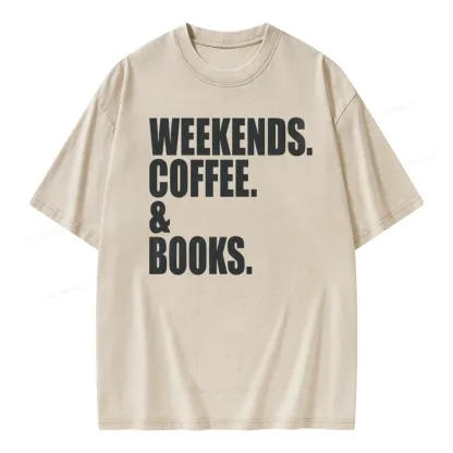 Pagewings Weekends Coffee And Books Unisex Washed T-shirt