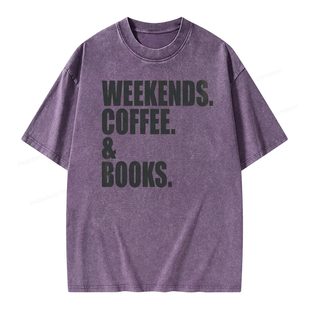 Pagewings Weekends Coffee And Books Unisex Washed T-shirt