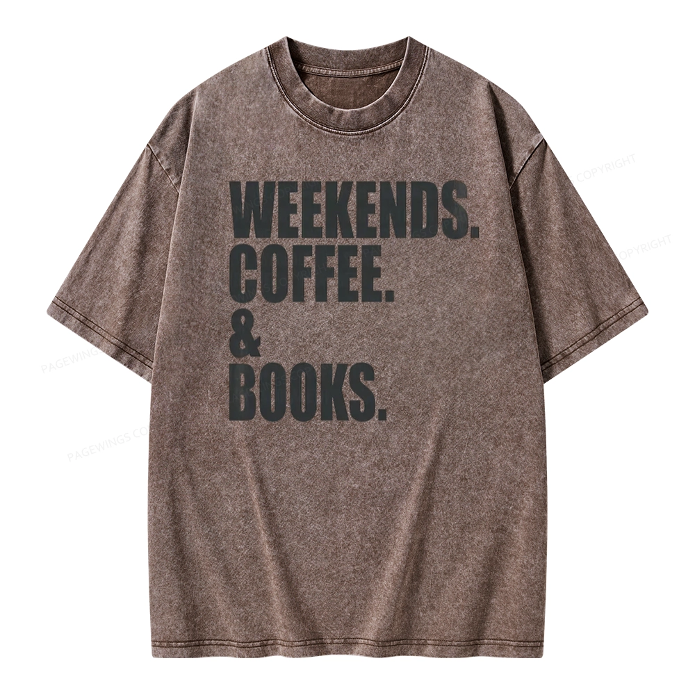 Pagewings Weekends Coffee And Books Unisex Washed T-shirt